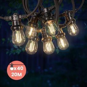 Guirlande Guinguette 20M Filament LED 40 Bulbes