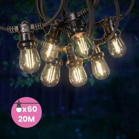 Guirlande Guinguette 20M Filament LED 60 Bulbes