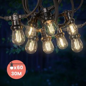 Guirlande Guinguette 30M Filament LED 60 Bulbes