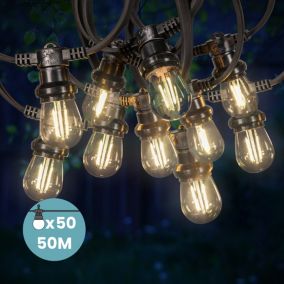 Guirlande Guinguette 50M Filament LED 50 Bulbes