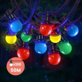 Guirlande Guinguette IP65 50M 100 Bulbes Multicolores