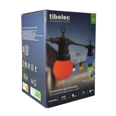 Guirlande Guinguette LED 8m, 10 ampoules multicouleur, 10 x 0,48W, 38 ...