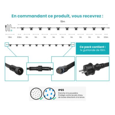 Guirlande Guinguette Noire IP65 10M pour Ampoules E27