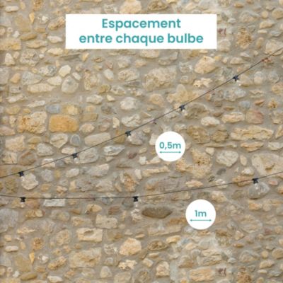 Guirlande Guinguette Noire IP65 10M pour Ampoules E27