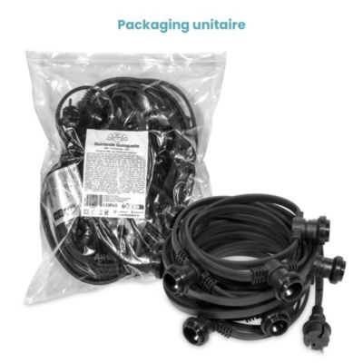 Guirlande Guinguette Noire IP65 10M pour Ampoules E27