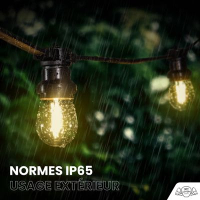 Guirlande Lumineuse Extérieure 10 Douilles E27 - 5 M, IP54, Noir, Extensible Jusqu'à 100 M