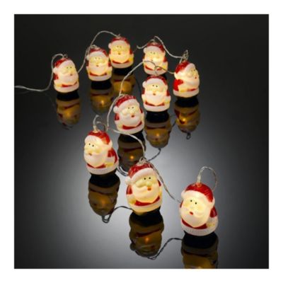 Guirlande intérieur Père Noël 10 leds blanc chaud piles - HOMEA - Guirlande lumineuse led Blanc Blanc
