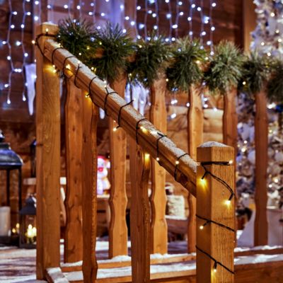 Guirlande lumineuse 100 LED 10m avec timer extérieur blanc chaud fil transparent - Feeric Lights & Christmas