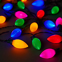 Guirlande lumineuse Bulbe câble vert 30 LED multicolore, électrique