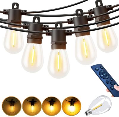 Guirlande lumineuse d'extérieur étanche E12, 10 m, 15 ampoules S14, avec télécommande, pour café, terrasse, lumière blanche chaude