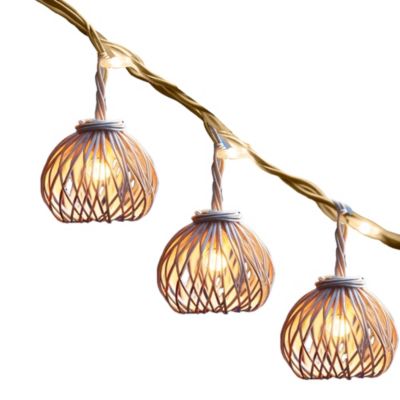 Guirlande lumineuse d'extérieur LED intégrée Rotilia Light Hybrid rotin beige IP44 260lm L.7,5m Lumisky