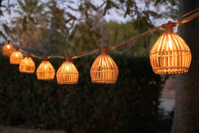 Guirlande lumineuse extérieur à énergie solaire bambou et toile de jute IP44 3W L.80 cm Lucia New Garden