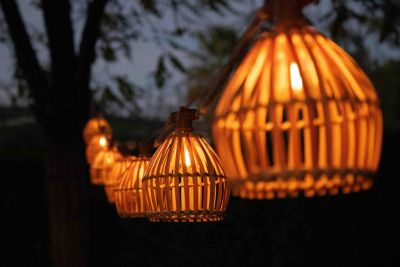 Guirlande lumineuse extérieur à énergie solaire bambou et toile de jute IP44 3W L.80 cm Lucia New Garden