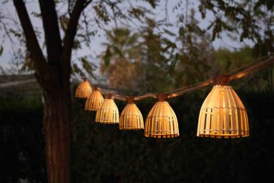 Guirlande lumineuse extérieur à énergie solaire bambou et toile de jute IP44 3W L.80 cm Lucia New Garden