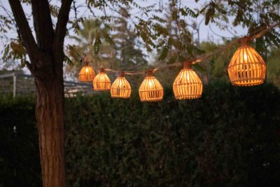 Guirlande lumineuse extérieur à énergie solaire bambou et toile de jute IP44 3W L.80 cm Lucia New Garden