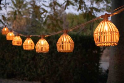 Guirlande lumineuse extérieur à énergie solaire bambou et toile de jute IP44 3W L.80 cm Lucia New Garden