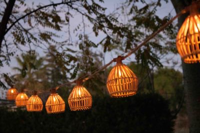 Guirlande lumineuse extérieur à énergie solaire bambou et toile de jute IP44 3W L.80 cm Lucia New Garden