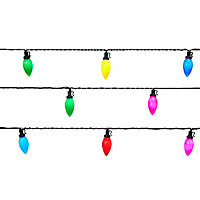 Guirlande lumineuse extérieure Bulbe câble vert 30 LED multicolore, électrique