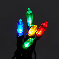 Guirlande lumineuse Fairy câble vert 50 LED multicolore, électrique