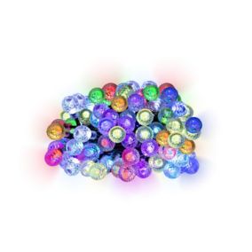 Guirlande lumineuse LED connectée intérieure et extérieure multicolore câble noir 6 fonctions 14,90 m décor boule givrée