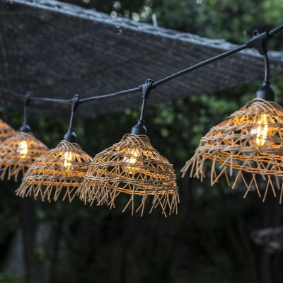 Guirlande lumineuse LED Hawaï Light Lumisky E27 10W IP64 blanc chaud L.6 m rotin tressé