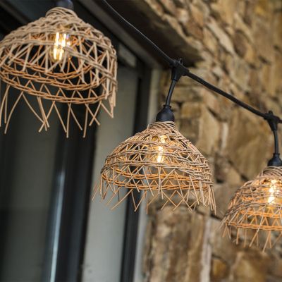 Guirlande lumineuse LED Hawaï Light Lumisky E27 10W IP64 blanc chaud L.6 m rotin tressé