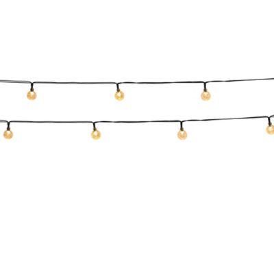 Guirlande lumineuse LED intégré Festy White Lumisky 5 lm 0,06W IP44 blanc chaud L.5,8m verre effet or noir brillant