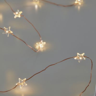 Guirlande lumineuse LED intérieure blanc chaud câble cuivre 1,82 m décor étoile