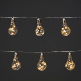Guirlande lumineuse LED intérieure blanc chaud câble transparent 1,65 m décor ampoule