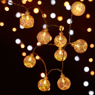 Guirlande lumineuse LED intérieure blanc chaud câble transparent 1,65 m décor boule