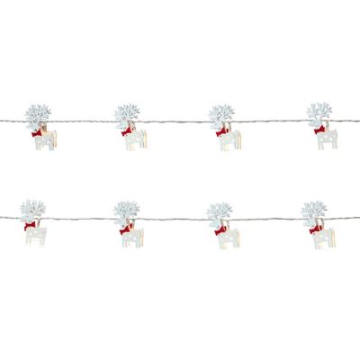 Guirlande lumineuse LED intérieure blanc chaud câble transparent 1,65 m décor renne en bois