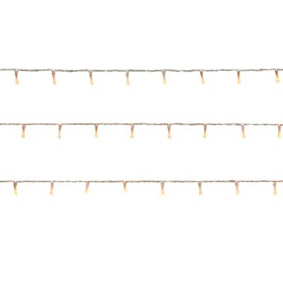 Guirlande lumineuse LED intérieure blanc chaud câble transparent 8 fonctions 11 m