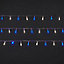Guirlande lumineuse LED intérieure blanc froid/bleu câble transparent 8 fonctions 11 m