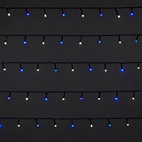 Guirlande lumineuse LED intérieure blanc froid/bleu câble vert 8 fonctions 36 m