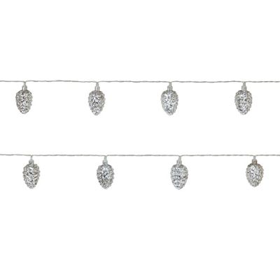 Guirlande lumineuse LED intérieure blanc froid câble transparent 2,55 m décor pomme de pin