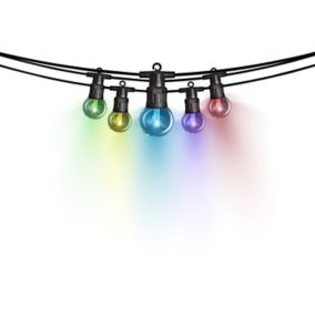 Guirlande lumineuse LED intérieure et extérieure multicolore câble noir 8 fonctions 9,50 m décor ampoule