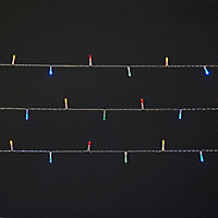 Guirlande lumineuse LED intérieure et extérieure multicolore câble transparent 8 fonctions 24,2 m