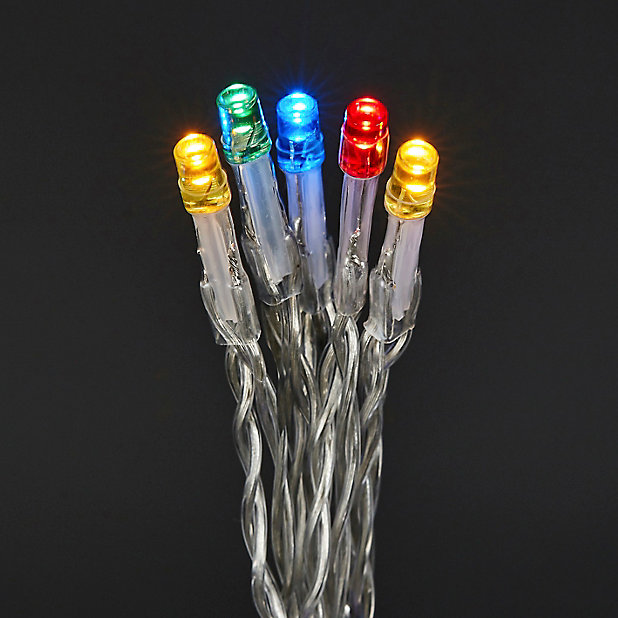 Guirlande lumineuse LED intérieure et extérieure multicolore câble  transparent 8 fonctions 24,2 m