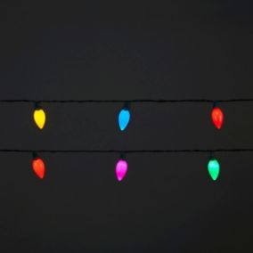 Guirlande lumineuse LED intérieure et extérieure multicolore câble vert 18 m décor ampoule