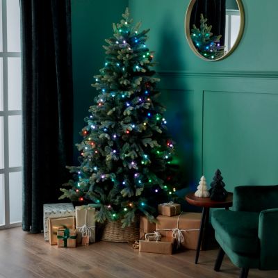 Guirlande lumineuse LED intérieure et extérieure multicolore câble vert 25,12 m décor boule