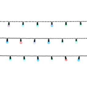 Guirlande lumineuse LED intérieure et extérieure multicolore câble vert 25,12 m décor boule