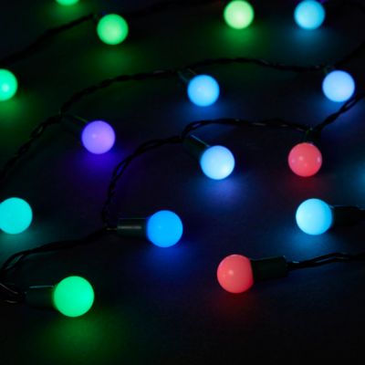 Guirlande lumineuse LED intérieure et extérieure multicolore câble vert 25,12 m décor boule