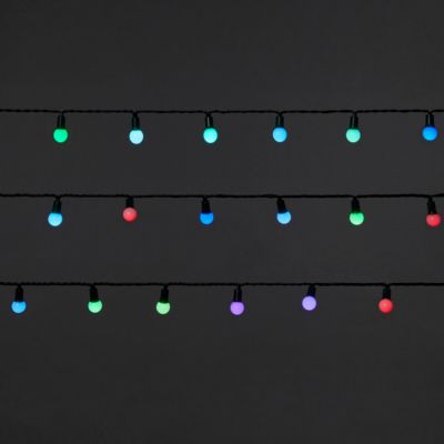 Guirlande lumineuse LED intérieure et extérieure multicolore câble vert 25,12 m décor boule