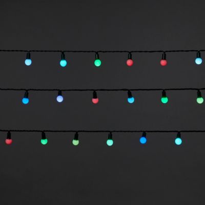 Guirlande lumineuse LED intérieure et extérieure multicolore câble vert 25,12 m décor boule
