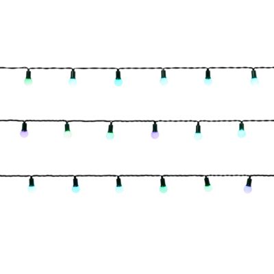 Guirlande lumineuse LED intérieure et extérieure multicolore câble vert 25,12 m décor boule