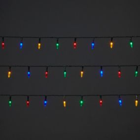 Guirlande lumineuse LED intérieure et extérieure multicolore câble vert 8 fonctions 11,14 m