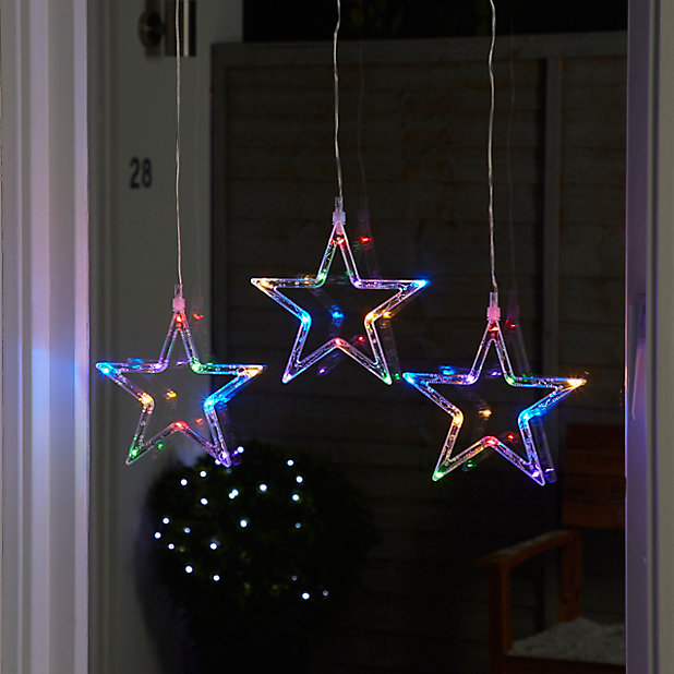 Guirlande lumineuse LED intérieure multicolore câble transparent 1,6 m  décor étoile