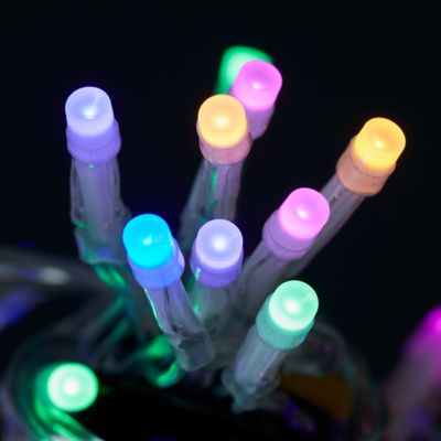 Guirlande lumineuse LED intérieure multicolore câble transparent 8 fonctions 11,14 m