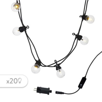 Guirlande lumineuse LED Party Clear 20 Lumisky 50 lm 1W IP44 blanc chaud L.8,7m guinguette noir brillant