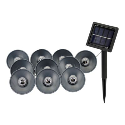 Guirlande lumineuse LED solaire 10 lumières IP44 blanc chaud L.7,05m gris foncé